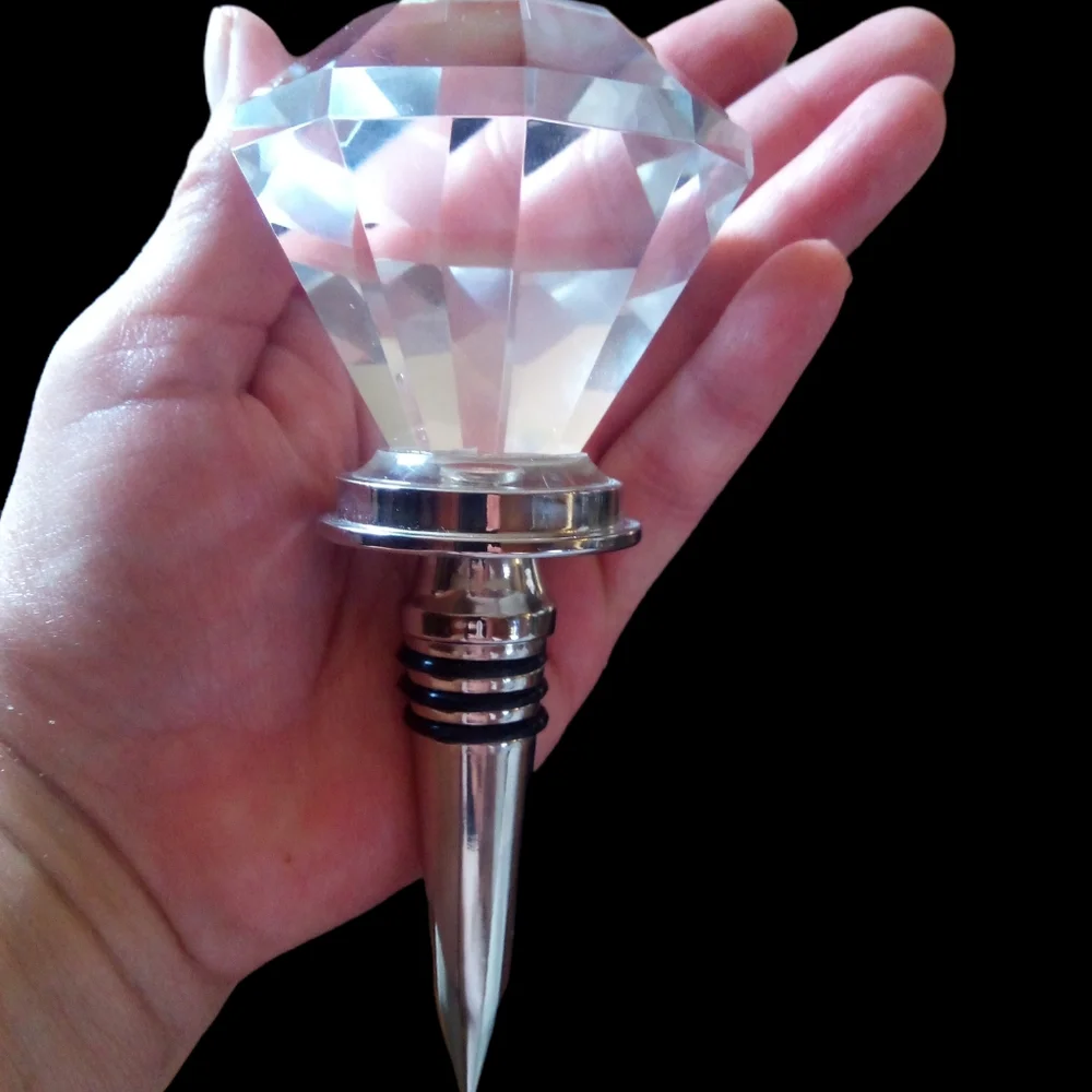 Large Crystal Wine Bottle Stopper Gem Shape